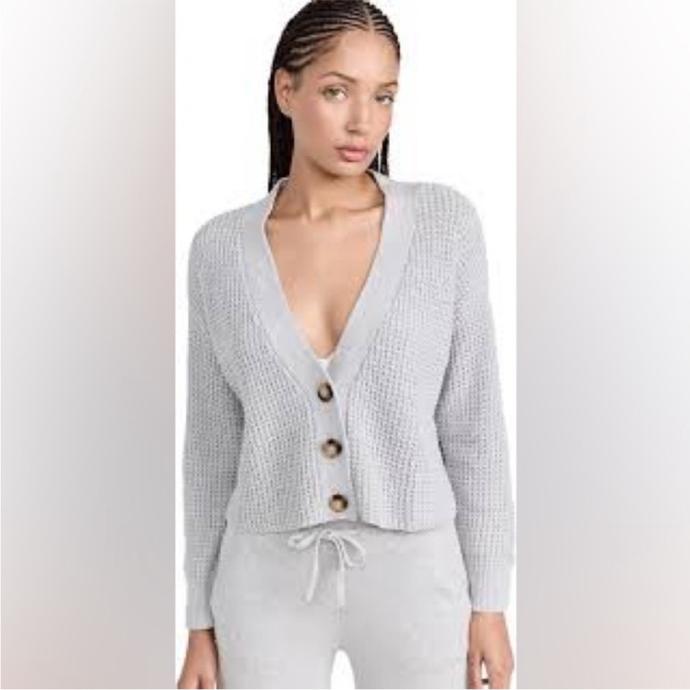 Eberjey The Cropped Cardigan Cotton Color Heather Grey Size Small